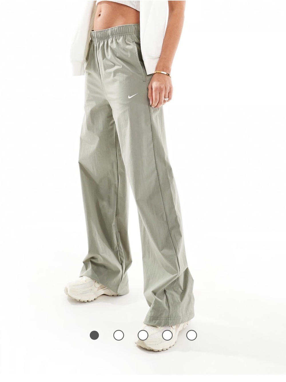 Nike Sportswear Everything Wovens Mid Rise Open-Hem Pleated Pants in light green